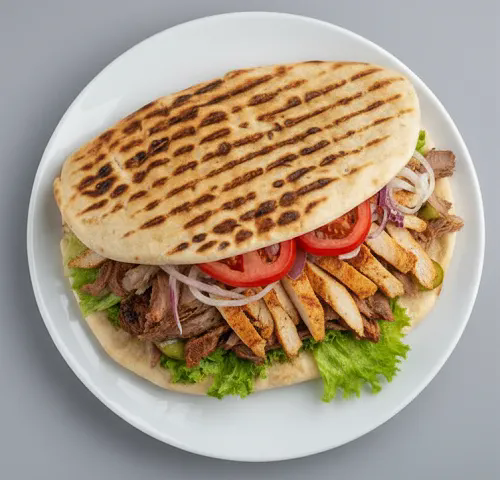 Mixed Kebab In Naan Bread 